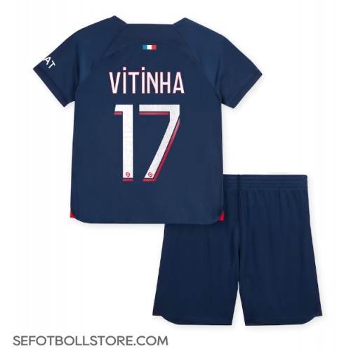 Paris Saint-Germain Vitinha Ferreira #17 Replika babykläder Hemmaställ Barn 2023-24 Kortärmad (+ korta byxor)